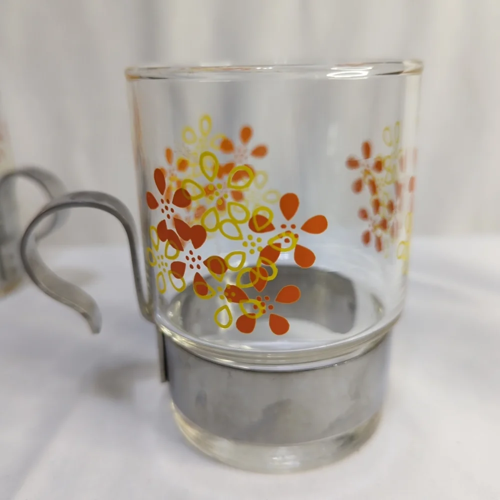 Vintage Japanese Sasaki Hardstrong Golden Flower Pattern Set Of 4 Glasses‎